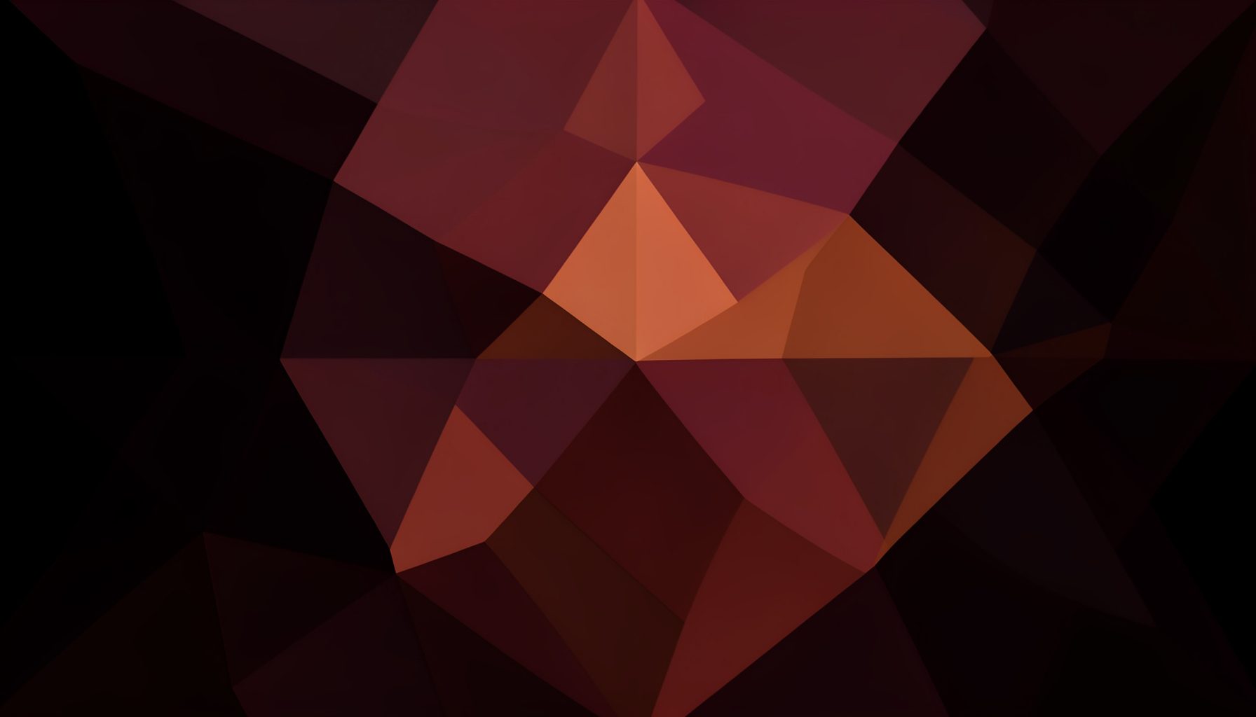Composizione geometrica sfaccettata a bassa poligonatura nei toni del bordeaux scuro, nero e oro tenue, con forme angolari che evocano un'atmosfera cinematografica notturna.